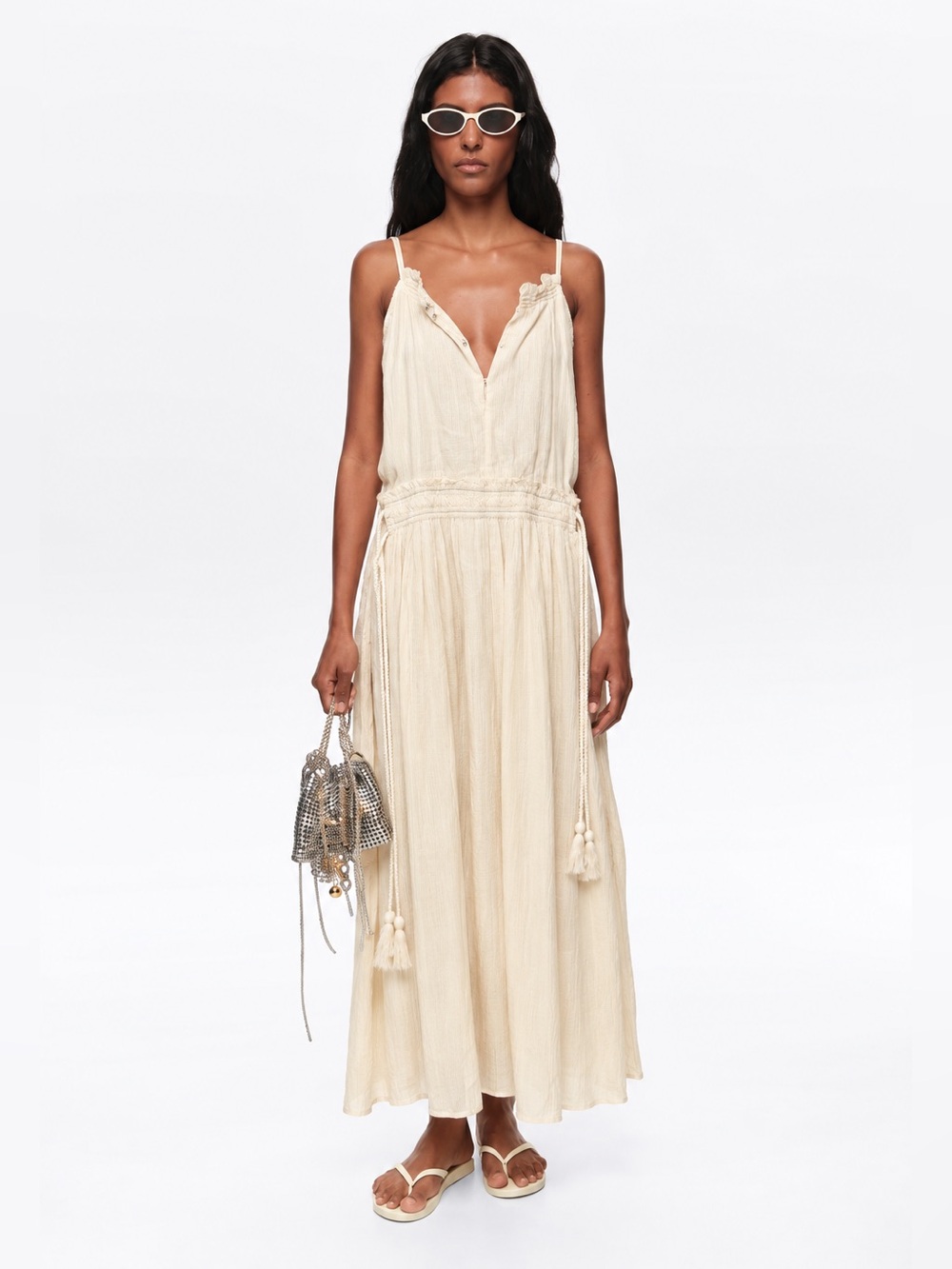 BIMBA Y LOLA Gauze Tassel Midi Maxi Dress